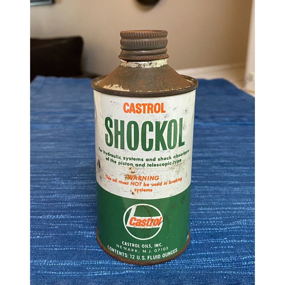 Vintage Motorcycle Car Tractor Castrol Shockol Hydraulic Oil Tin Can Automobilia